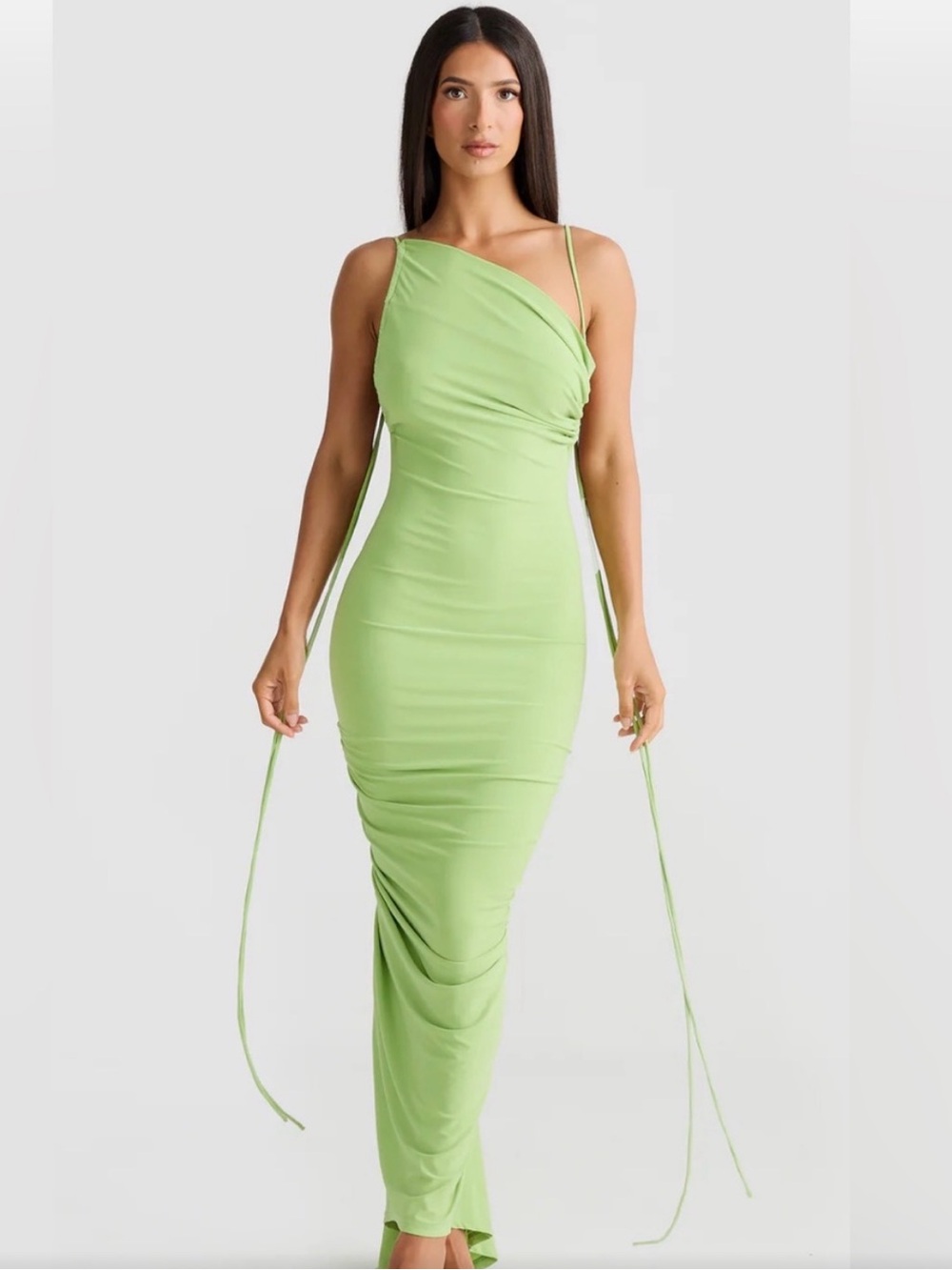 Green Ruched Maxi Dress